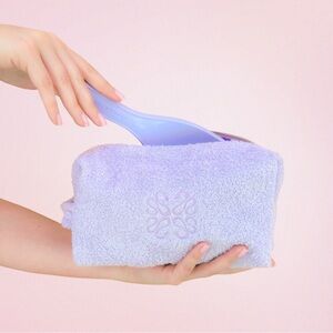 Terry Cloth Cosmetic Traval Case in Lilac lavender purple